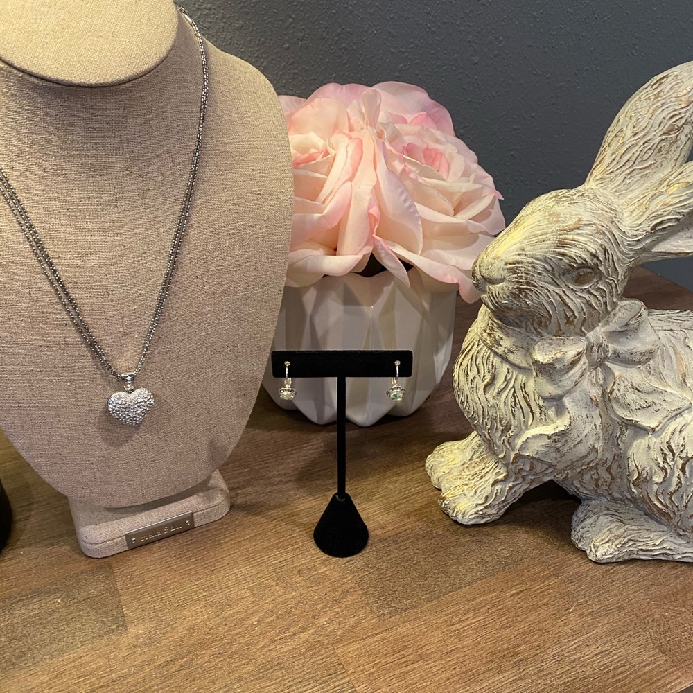 😍 Sparkly Heart Necklace and Earring Set